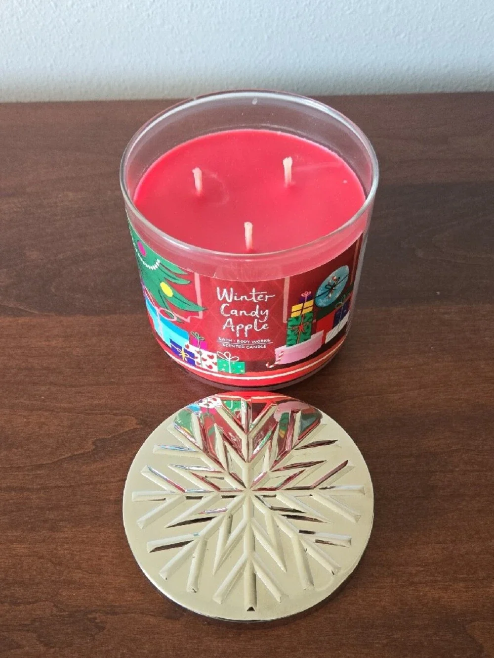 Bath & Body Works Winter Candy Apple Holiday Candle - Red 3-Wick
